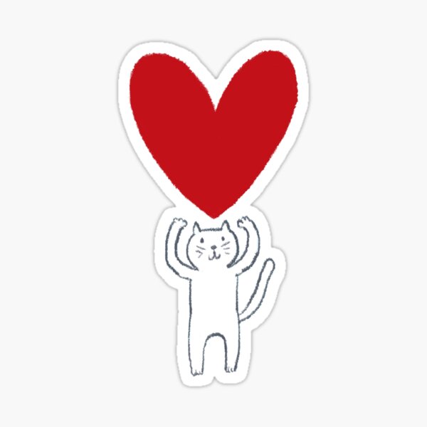 Cat Offering Big Love - A Touch Of Blotting Pen Style Sticker