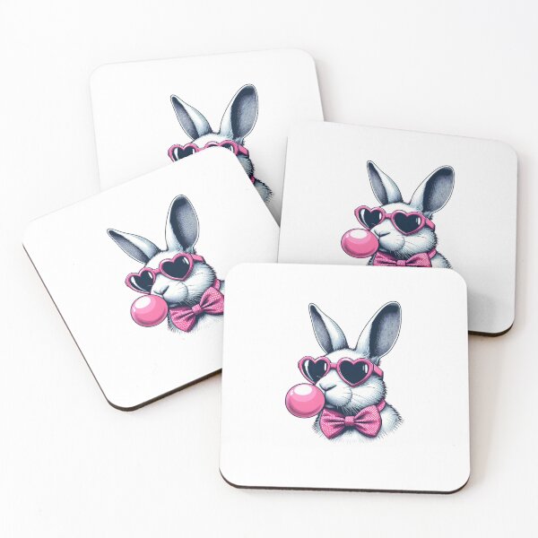 Item preview, Cute Girl Bunny Glasses Pink Bow Bubble Gum Rabbit Lovers designed and sold by diyoor.