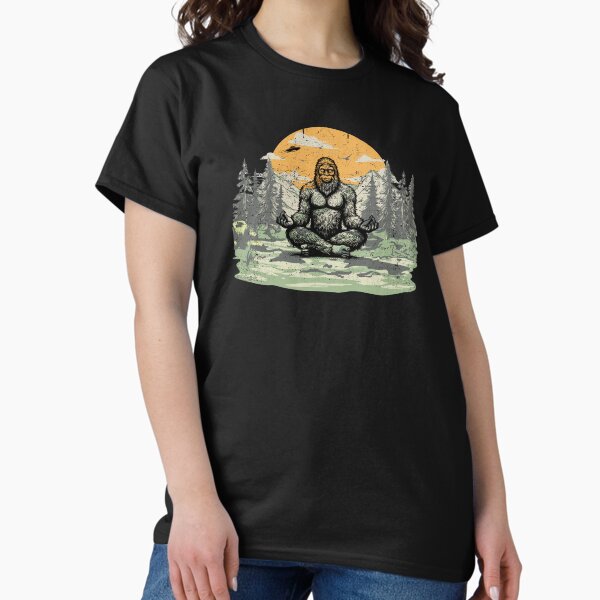 Item preview, Bigfoot Meditating Retro Sunset UFO designed and sold by NoSpecialShop.