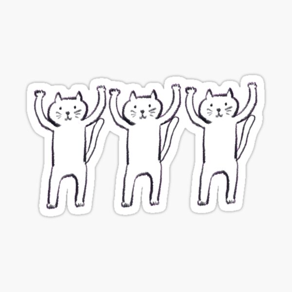 Three Cats Leaping For Joy, Touch Of Smudged Pen Style Sticker