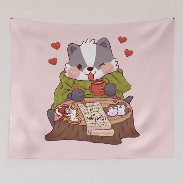 Item preview, Cute badger writting letter designed and sold by NasDoodleArt.
