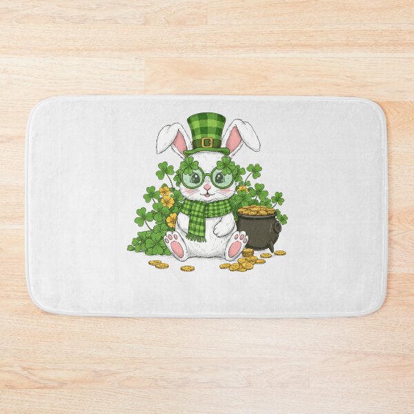 Item preview, St. Patrick_s Day Cute Bunny Rabbit with Shamrocks designed and sold by TalalosART.