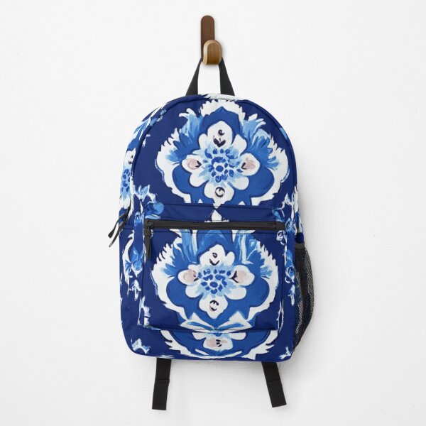 Item preview, Blue flower Ikat pattern designed and sold by FluffyGallery.