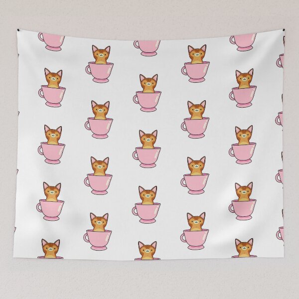 Item preview, Kawaii Abyssinian Cat In Pink Teacup designed and sold by kawaiilife.