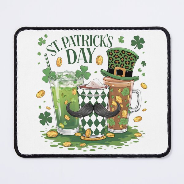 Aperçu de l'œuvre Boissons et moustaches de la Saint-Patrick créée et vendue par Eclectic Monkey.