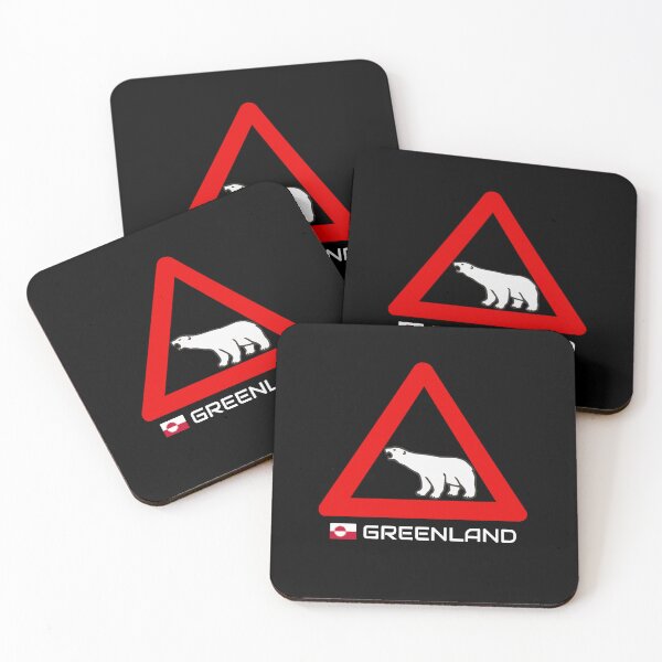 Item preview, Greenland Polar Bear Crossing Warning Sign Red White Greenland Flag designed and sold by GraTEEtude.