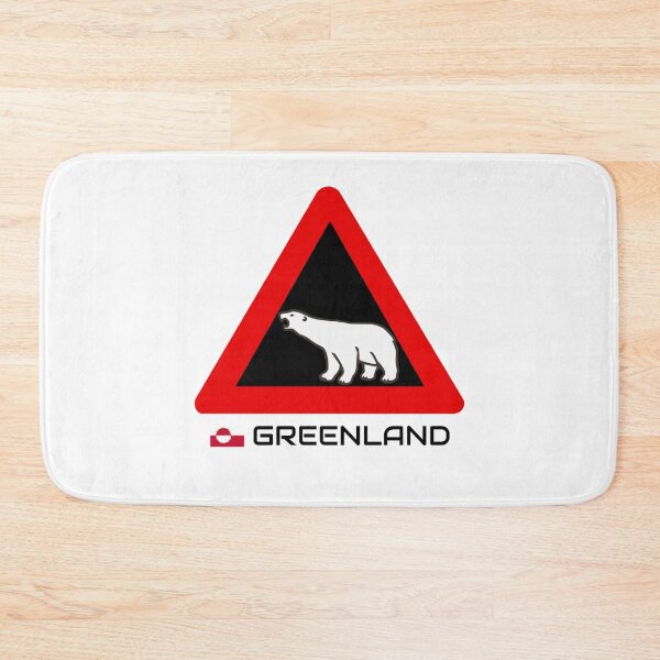 Item preview, Greenland Polar Bear Crossing Warning Sign Red White Greenland Flag designed and sold by GraTEEtude.
