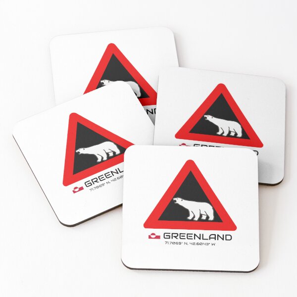 Item preview, Greenland Polar Bear Crossing Warning Sign Red White Greenland Flag Coordinate designed and sold by GraTEEtude.