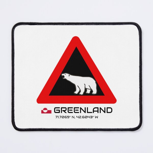 Item preview, Greenland Polar Bear Crossing Warning Sign Red White Greenland Flag Coordinate designed and sold by GraTEEtude.