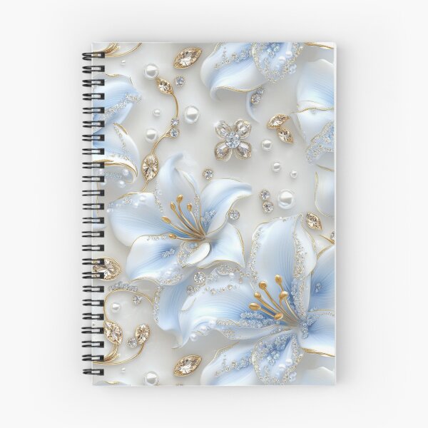 Item preview, Elegant light blue, pearl and gold Lilies flower designed and sold by FluffyGallery.