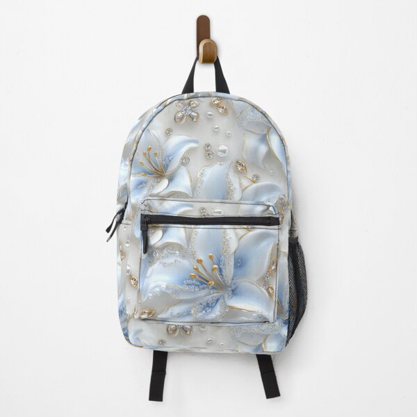 Item preview, Elegant light blue, pearl and gold Lilies flower designed and sold by FluffyGallery.