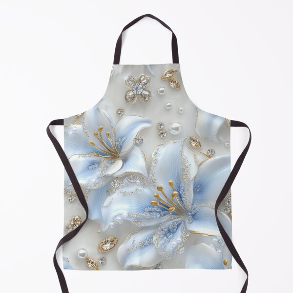 Item preview, Elegant light blue, pearl and gold Lilies flower  designed and sold by FluffyGallery.