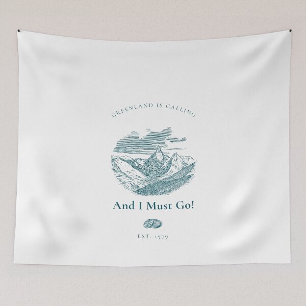 Item preview, Greenland Is Calling, And I Must Go! Vintage Monotone Mountains Drawing designed and sold by GraTEEtude.