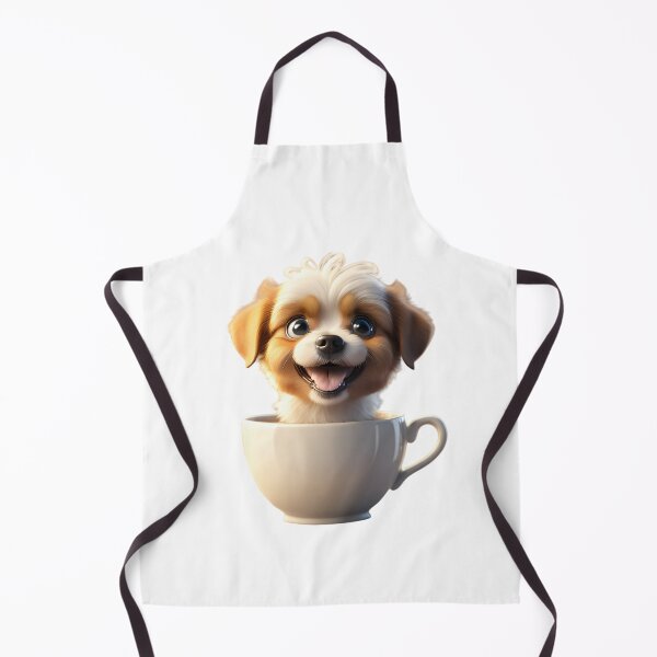 Item preview, Charming White and Brown Puppy in Teacup - Whimsical Animal Illustration designed and sold by gallofoto.