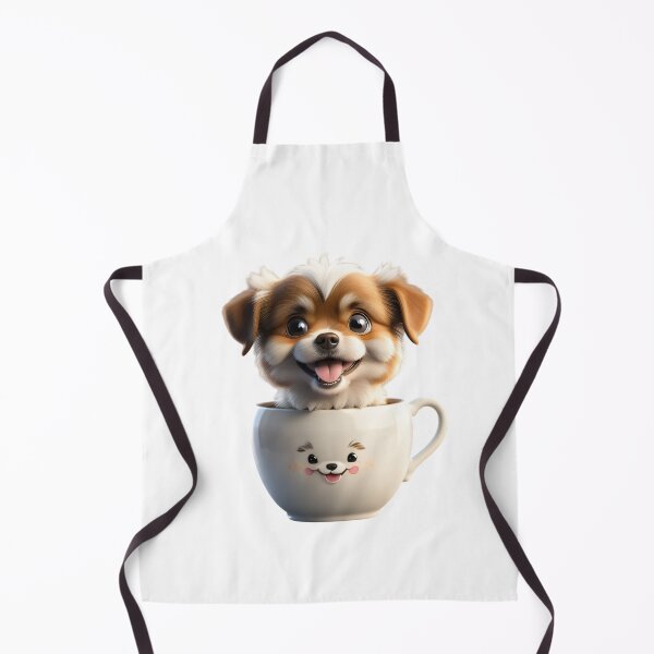 Item preview, Charming White and Brown Puppy in Teacup - Whimsical Animal Illustration designed and sold by gallofoto.