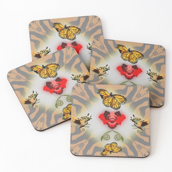 Item preview, Large scale geometric floral butterflies  designed and sold by goldsmudge.