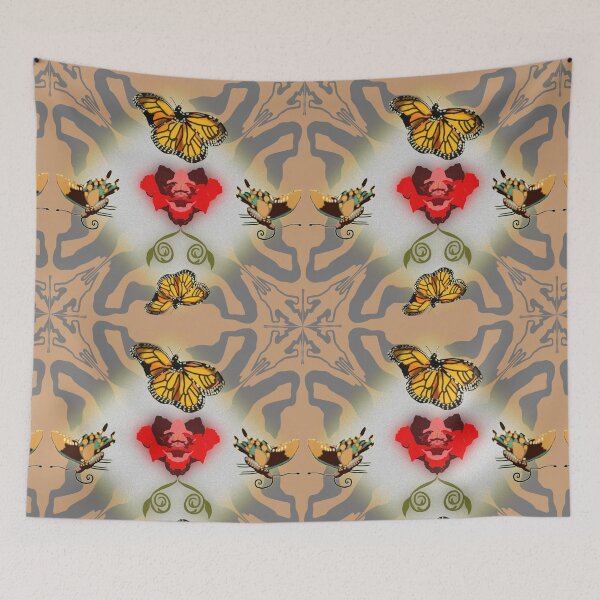 Item preview, Large scale geometric floral butterflies  designed and sold by goldsmudge.