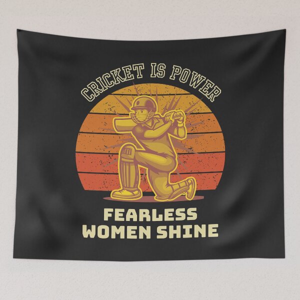 Item preview, Cricket Is Power Fearless Women Shine Dynamic Player On Retro Brown Background designed and sold by SplashTastic.