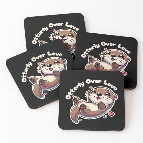 Item preview, Otterly Over Love - Kawaii Brown Otter style Design - Love Pun designed and sold by Dantin.
