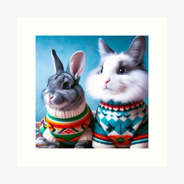 Aperçu de l'œuvre lapin et chat mignons créée et vendue par Dogandesighn.