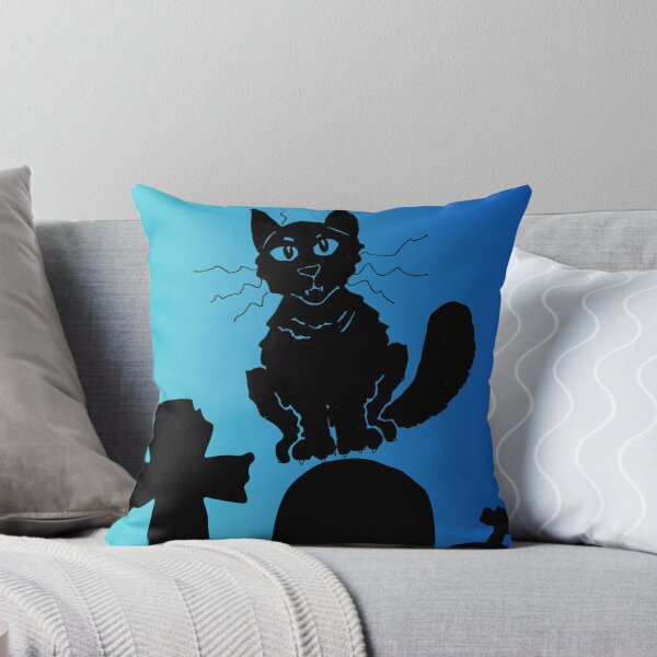 Cemetery cat Throw Pillow