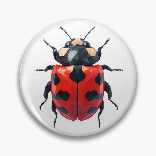 Item preview, illustration of A ladybug spreading its wings, flying in the air on a white background, lowpoly style  designed and sold by wonderisland.