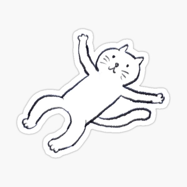 Cat Lying Down With Arms Outstretched Sticker