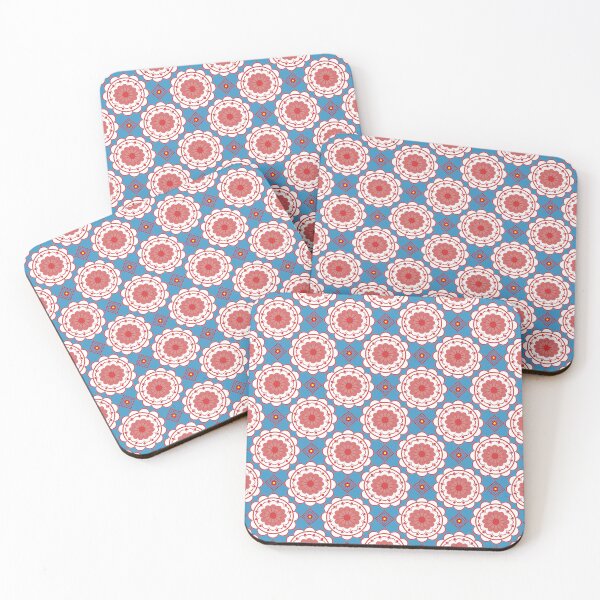 Item preview, A blue and red floral patterned fabric designed and sold by PWDigitalArt.