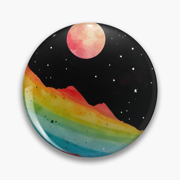 Item preview, Otherworldly Spectrum, Mystic Space Mountains, Rainbow Ridges Under Alien Skies, Watercolor Galaxy Peaks with Different Planets  designed and sold by Kintsugi99.