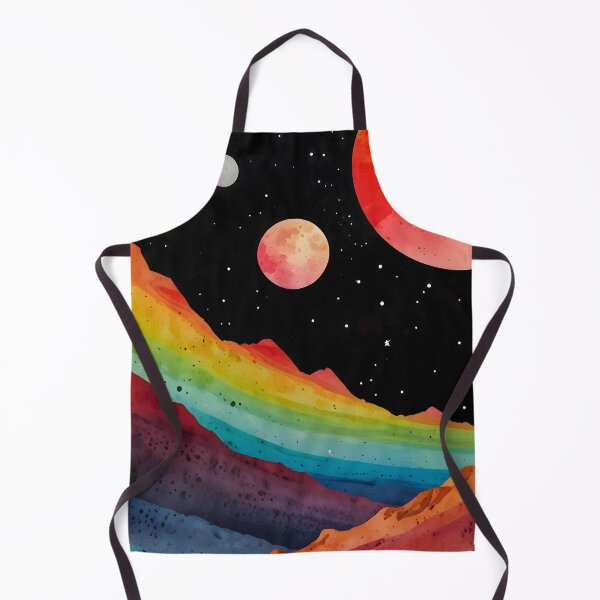 Item preview, Otherworldly Spectrum, Mystic Space Mountains, Rainbow Ridges Under Alien Skies, Watercolor Galaxy Peaks with Different Planets  designed and sold by Kintsugi99.