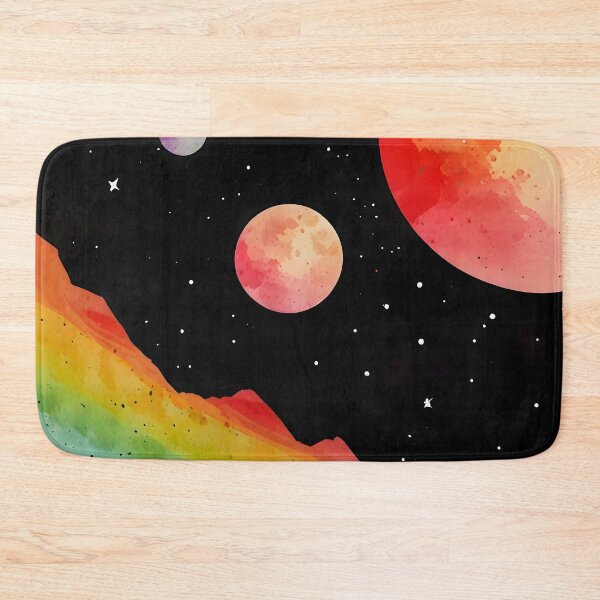 Item preview, Otherworldly Spectrum, Mystic Space Mountains, Rainbow Ridges Under Alien Skies, Watercolor Galaxy Peaks with Different Planets  designed and sold by Kintsugi99.