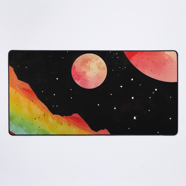 Item preview, Otherworldly Spectrum, Mystic Space Mountains, Rainbow Ridges Under Alien Skies, Watercolor Galaxy Peaks with Different Planets designed and sold by Kintsugi99.