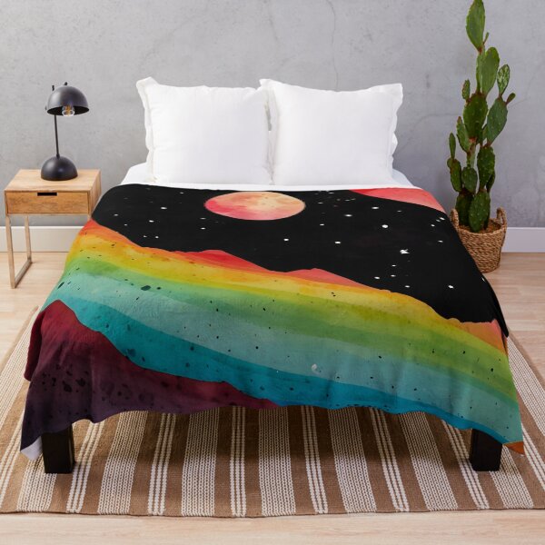 Item preview, Otherworldly Spectrum, Mystic Space Mountains, Rainbow Ridges Under Alien Skies, Watercolor Galaxy Peaks with Different Planets  designed and sold by Kintsugi99.