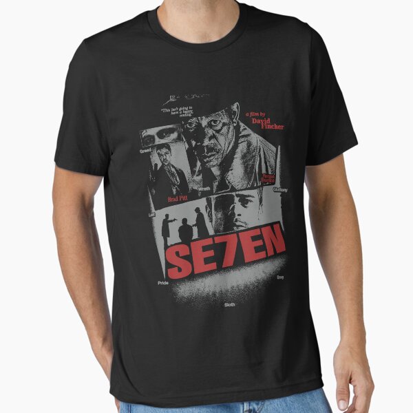 トップス Seven Brad Pitt S/S Movie T-shirt black Brad Pitt Seven movie 1995 vtg black t-shirt classic style