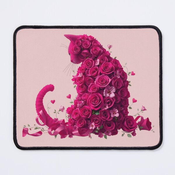 Item preview, Floral Cat Elegance – Romantic Rose Cat Design | Aesthetic & Unique Art designed and sold by DigitalTouchArt Store.