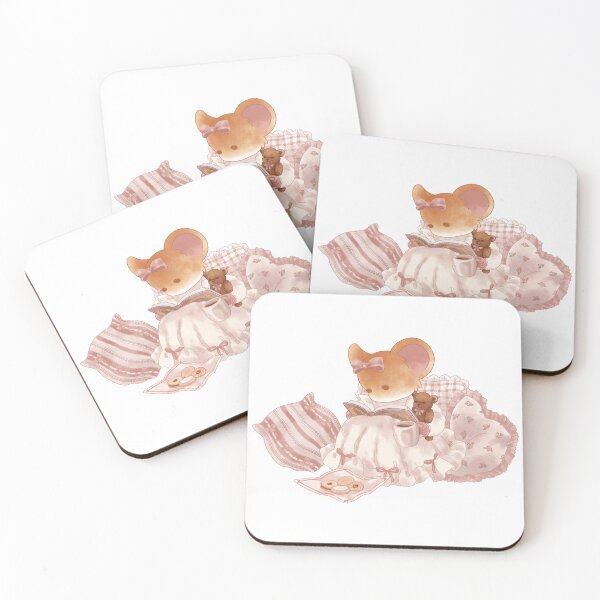 Item preview, Girly Coquette Cottagecore Mouse Drinking Tea, Eating Cookies & Reading Book in Cozy Corner designed and sold by Jieul.