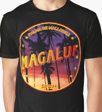 Magaluf, Magaluf tshirt, Magaluf sticker, Spain, with palmtrees, black bg Graphic T-Shirt