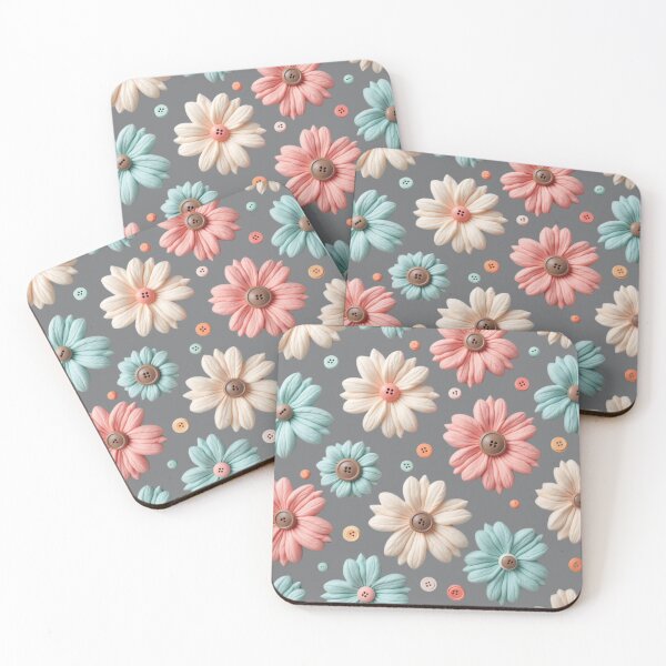 Item preview, Vintage Button Flower Pattern – Soft Pastel Aesthetic Design designed and sold by DigitalTouchArt Store.