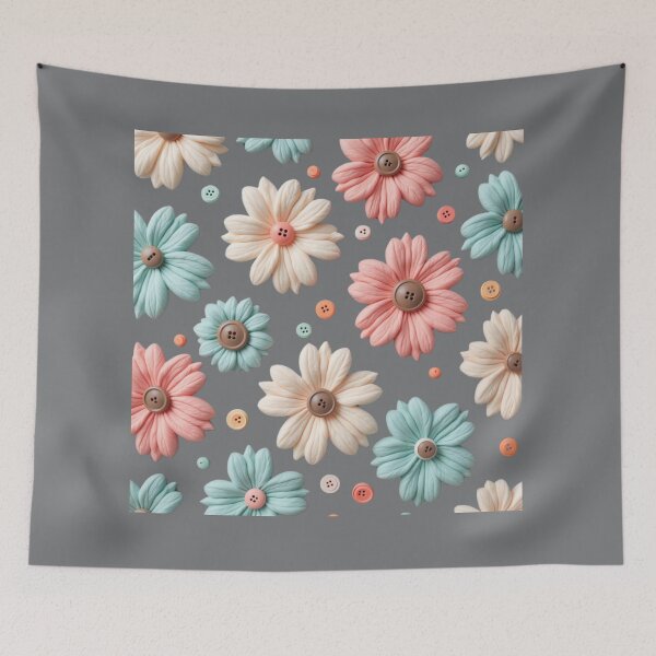 Item preview, Vintage Button Flower Pattern – Soft Pastel Aesthetic Design designed and sold by DigitalTouchArt Store.