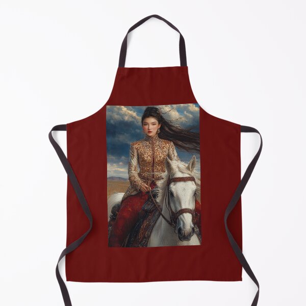 Item preview, Majestic Mongolian Warrior Queen on White Horse designed and sold by ArtVibeCo.