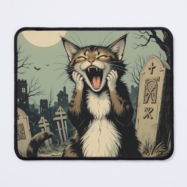 Item preview, Graveyard Cat Vintage Abstract Whimsical Zentangle Art designed and sold by Witty Shirts.