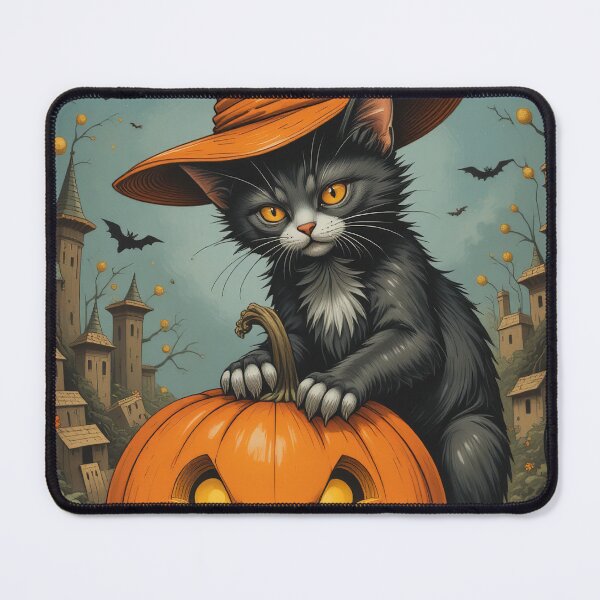 Item preview, Halloween cat Vintage Abstract Whimsical Zentangle Art designed and sold by Witty Shirts.
