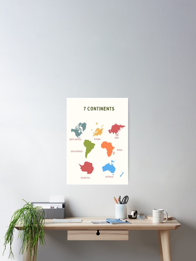 7 Continents Educational Map | Fun & Colorful Learning for Kids Poster