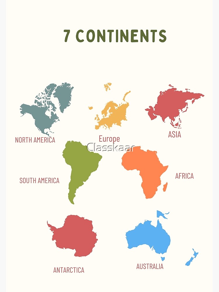 7 Continents Educational Map | Fun & Colorful Learning for Kids Poster