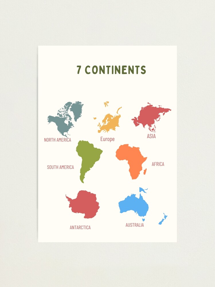 7 Continents Educational Map | Fun & Colorful Learning for Kids Poster
