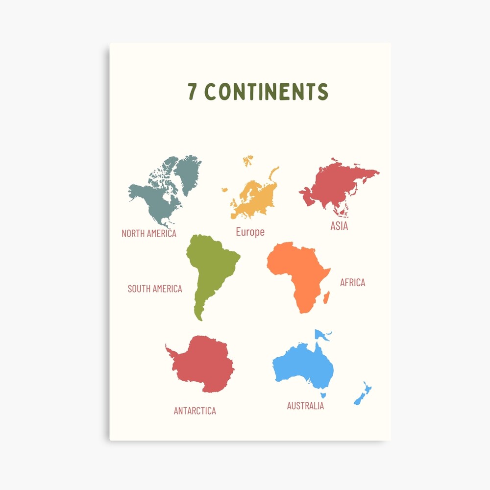 7 Continents Educational Map | Fun & Colorful Learning for Kids Poster