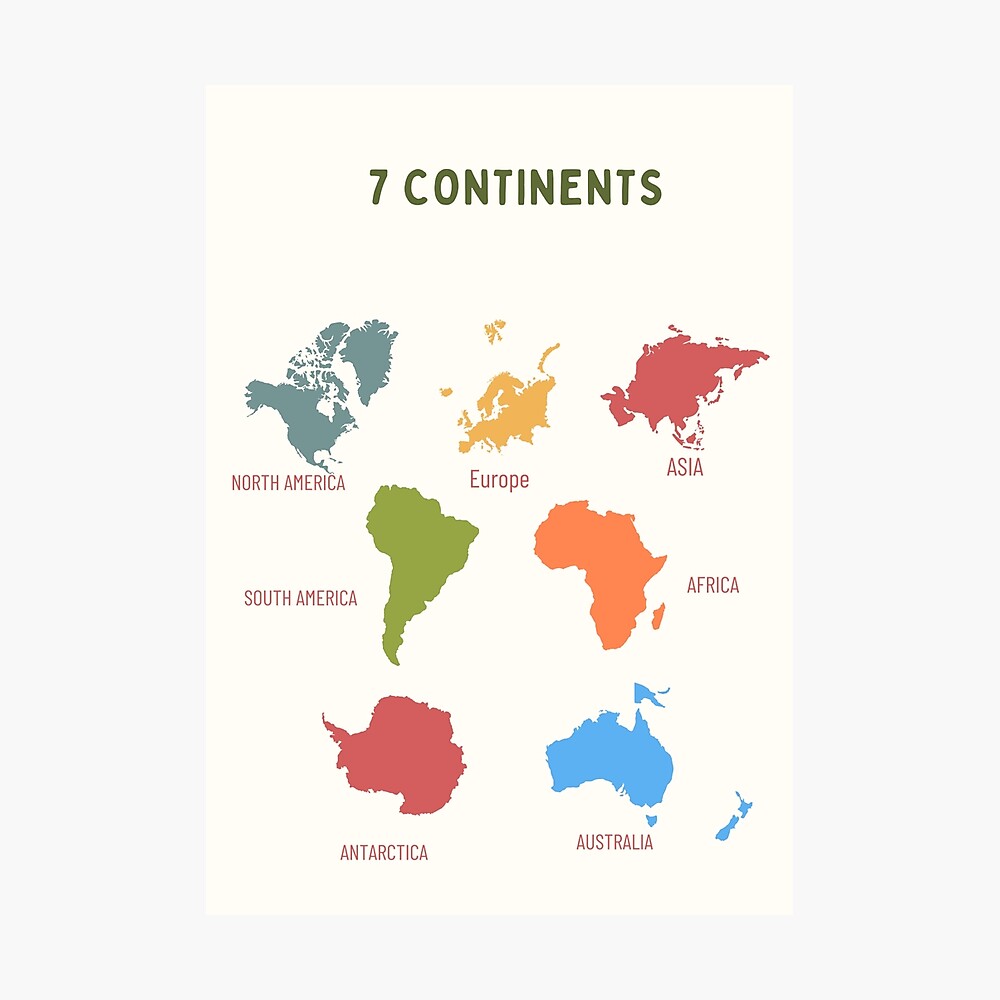 7 Continents Educational Map | Fun & Colorful Learning for Kids Poster
