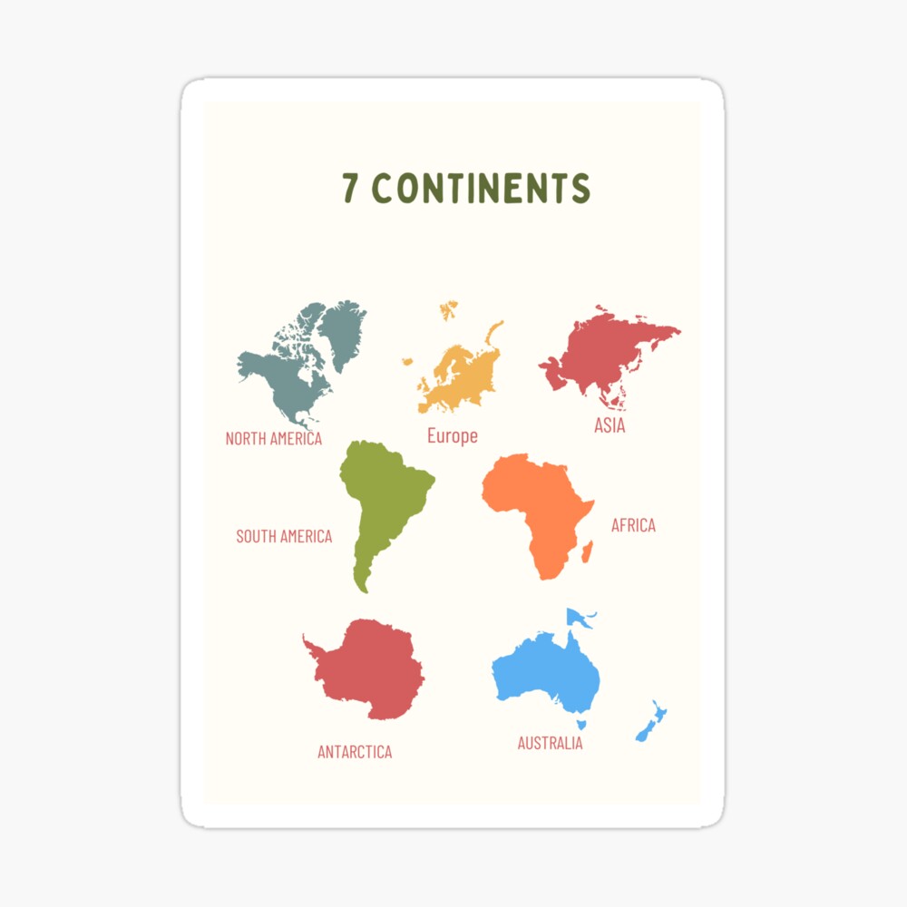 7 Continents Educational Map | Fun & Colorful Learning for Kids Poster