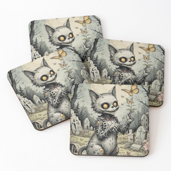 Item preview, Zombie cat Vintage Abstract Whimsical Zentangle Art designed and sold by Witty Shirts.
