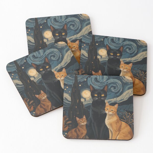 Item preview, Starry Night Cat Vintage Abstract Whimsical Zentangle Art designed and sold by Witty Shirts.